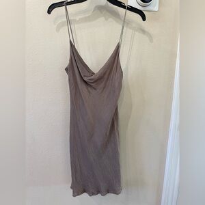 ZARA Cowl Neck Mini Slip Dress in Bronze Women’s Size 4